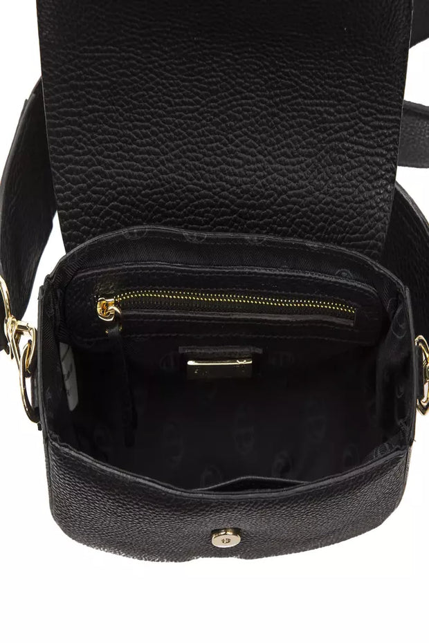 Black Leather Women Crossbody Bag Pompei Donatella