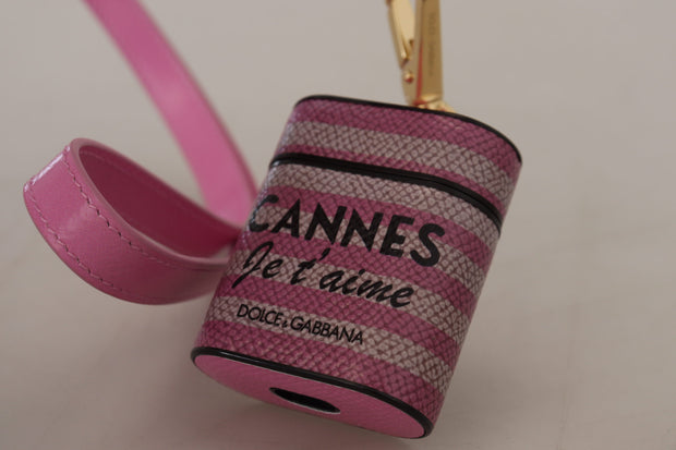 Chic Leather AirPods Case in Pink Dolce & Gabbana