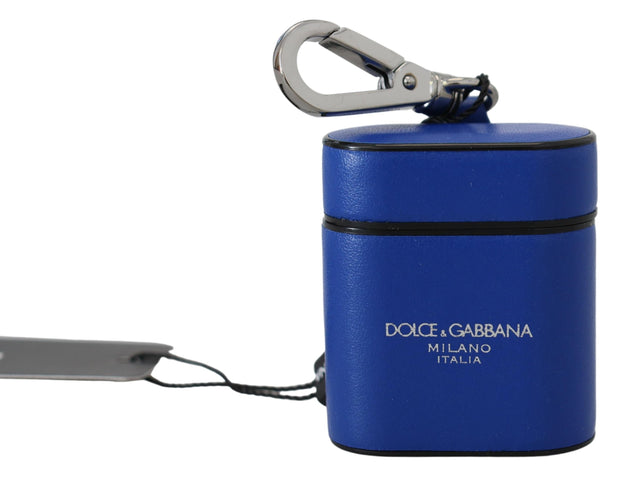 Elegant Blue Leather Airpods Case Dolce & Gabbana