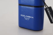 Elegant Blue Leather Airpods Case Dolce & Gabbana