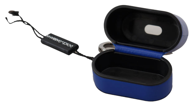 Elegant Blue Leather Airpods Case Dolce & Gabbana