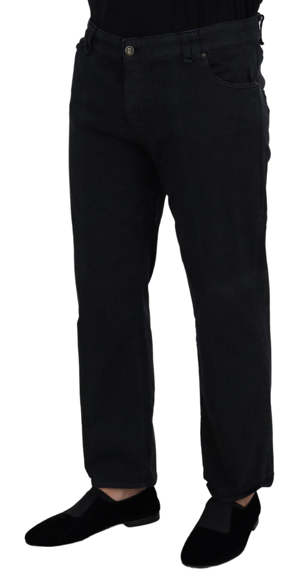 Elegant Black Mainline Cotton Jeans John Galliano