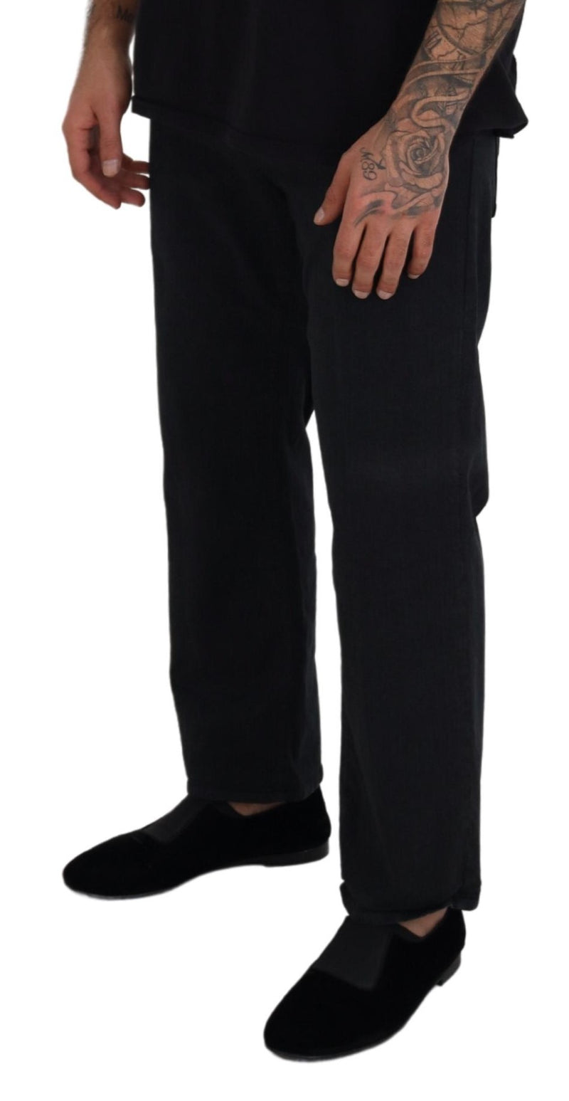 Elegant Black Mainline Cotton Jeans John Galliano