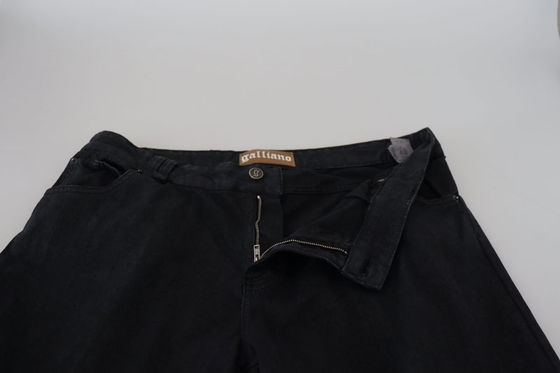 Elegant Black Mainline Cotton Jeans John Galliano