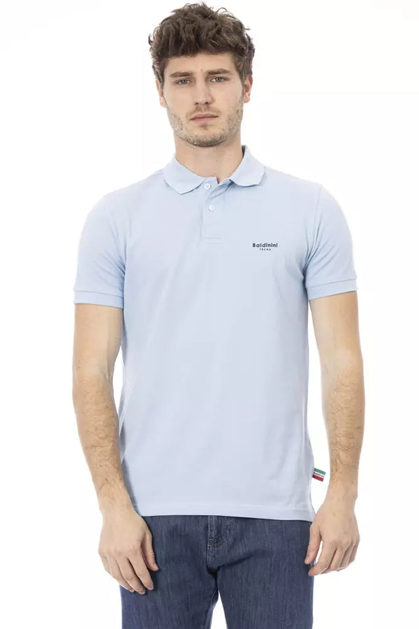 Light Blue Cotton Men Polo Baldinini Trend