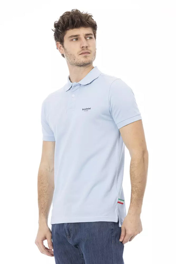 Light Blue Cotton Men Polo Baldinini Trend