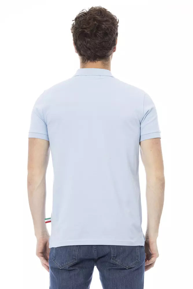 Light Blue Cotton Men Polo Baldinini Trend