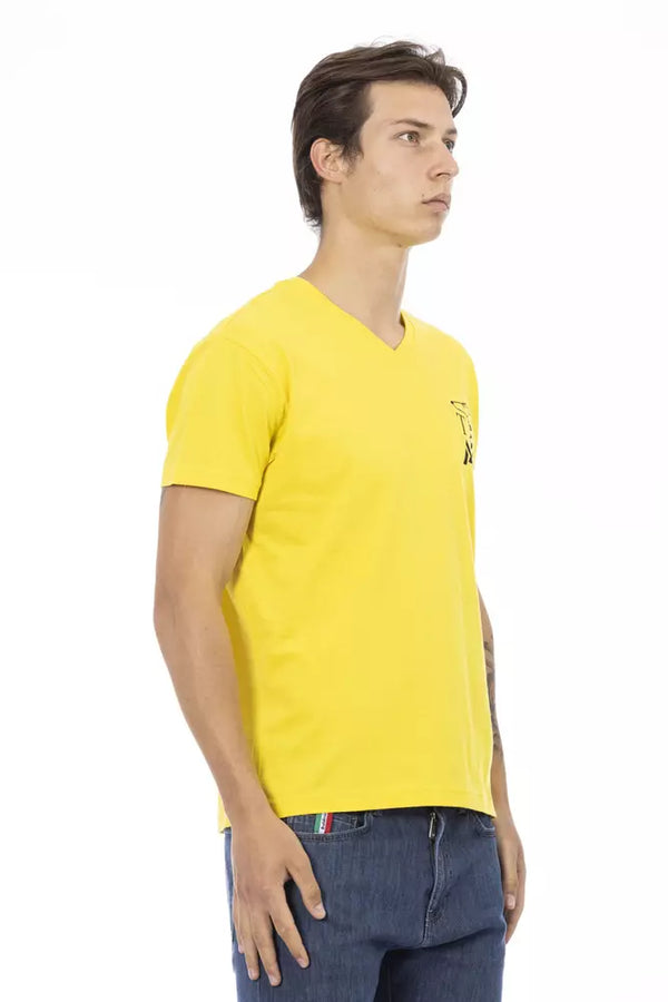 Yellow Cotton Men T-Shirt Trussardi Action