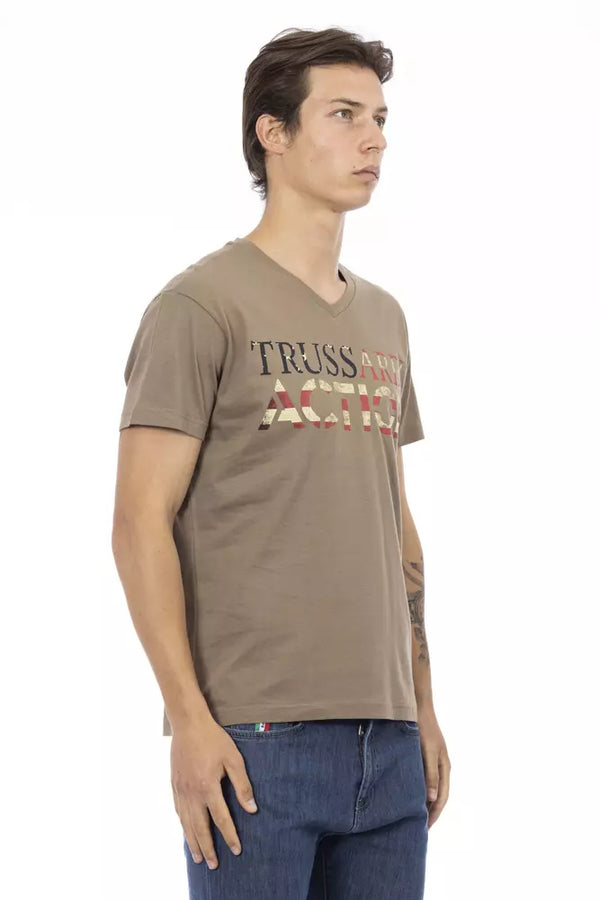 Brown Cotton Men T-Shirt Trussardi Action