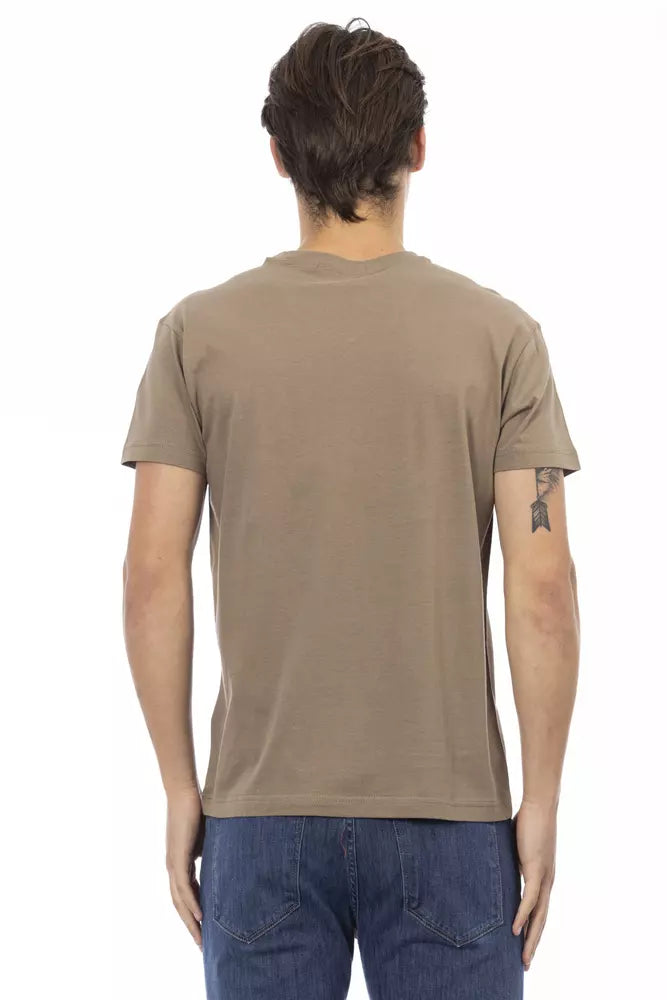 Brown Cotton Men T-Shirt Trussardi Action