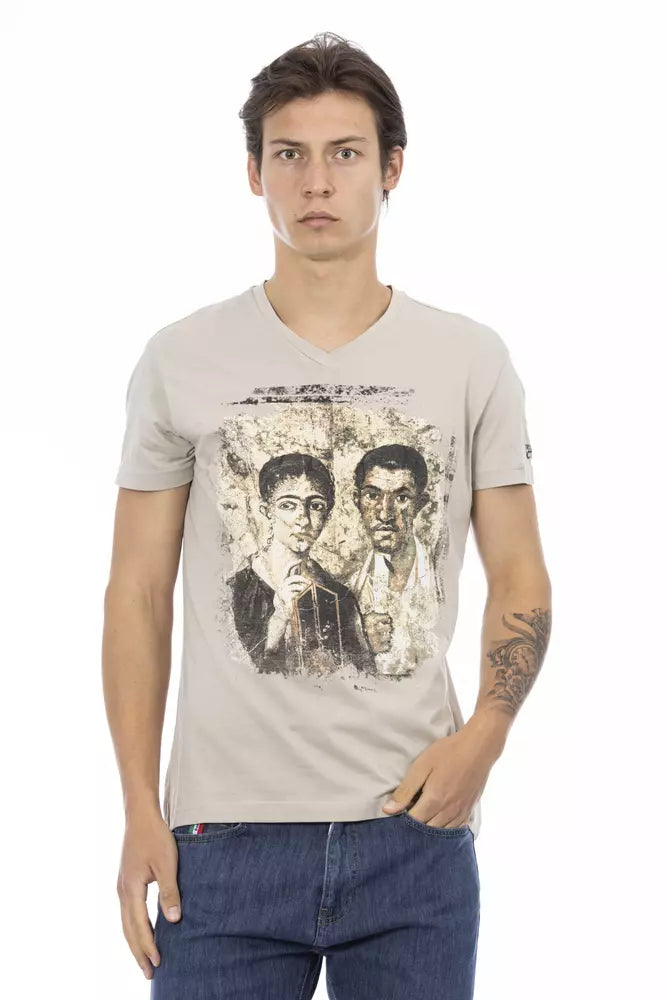 Beige Cotton Men T-Shirt Trussardi Action