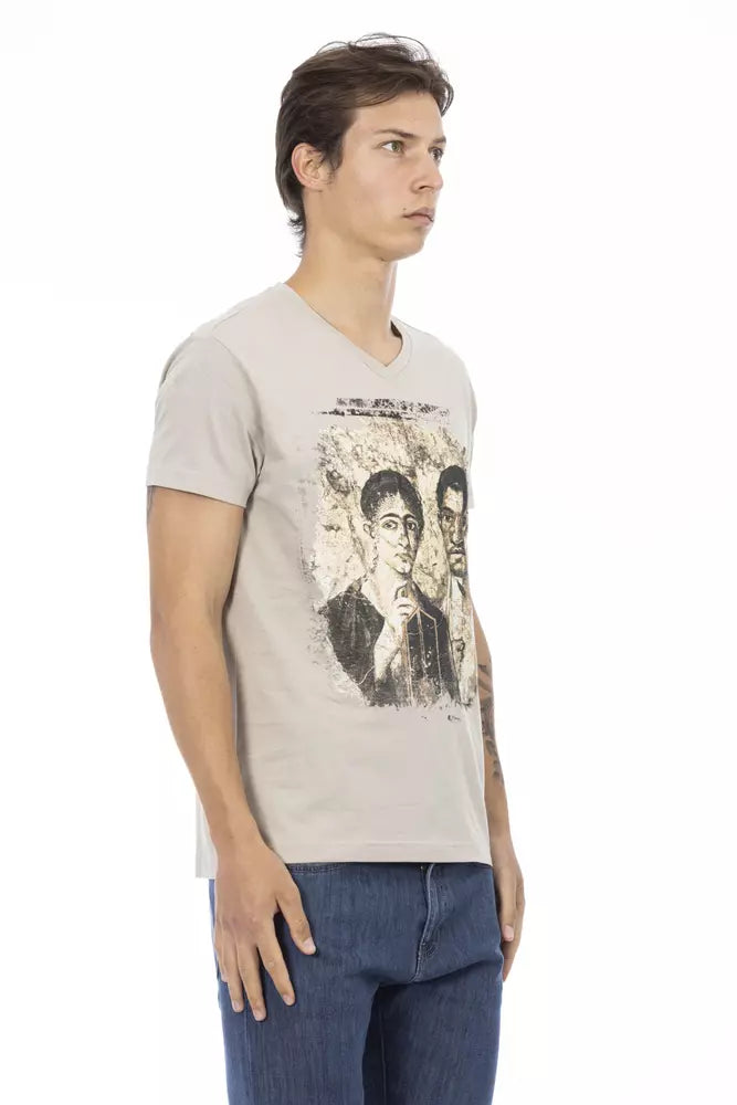 Beige Cotton Men T-Shirt Trussardi Action