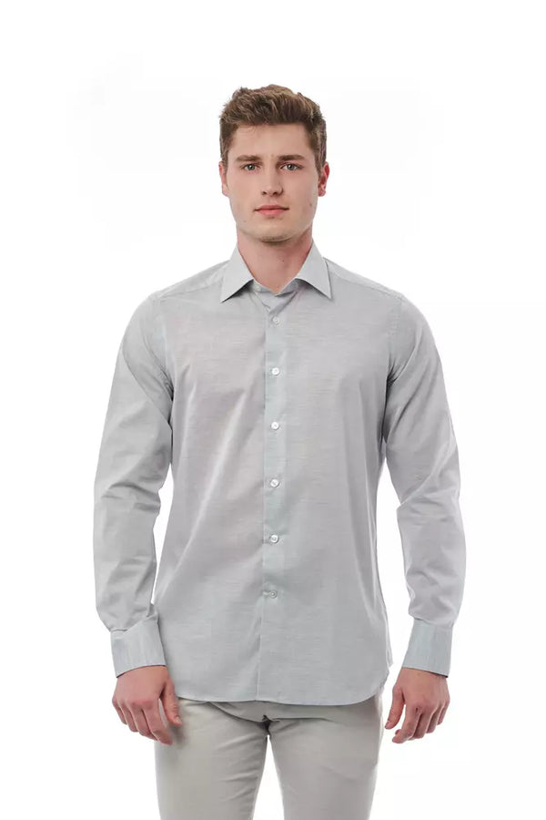 Gray Cotton Men Shirt Bagutta