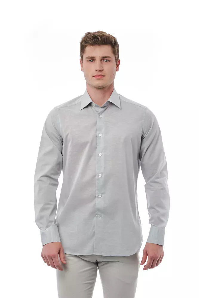 Gray Cotton Men Shirt Bagutta