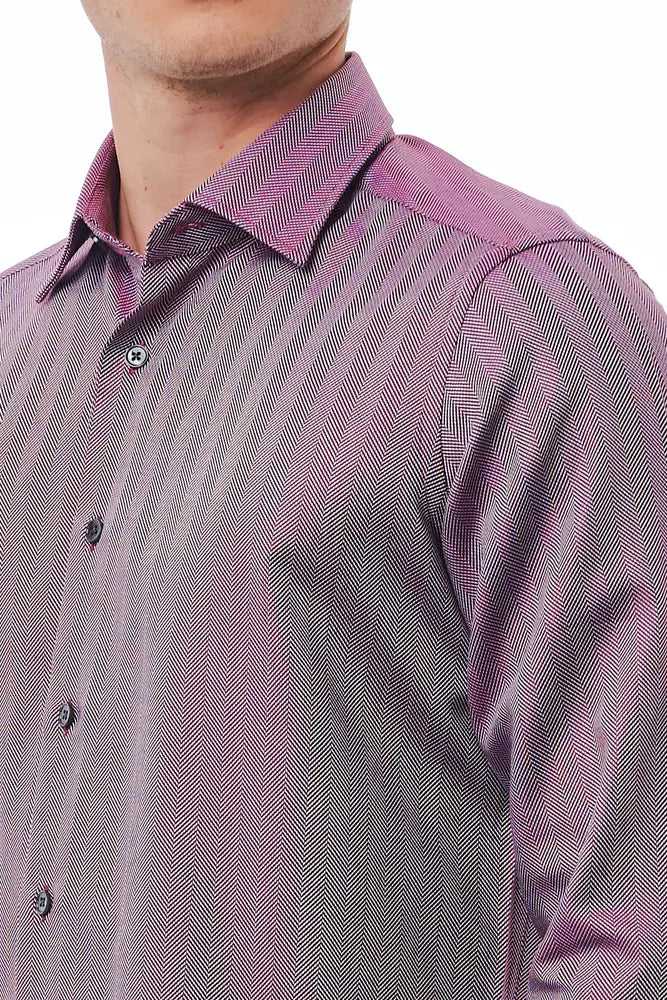 Burgundy Cotton Men Shirt Bagutta