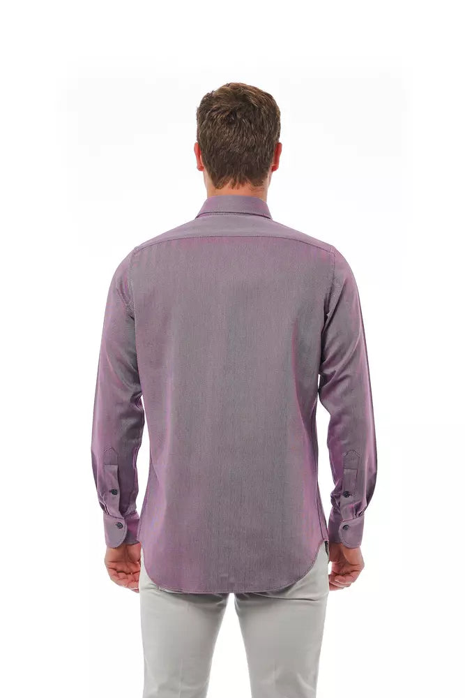 Burgundy Cotton Men Shirt Bagutta