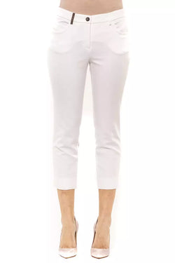 White Cotton Women Pant Peserico