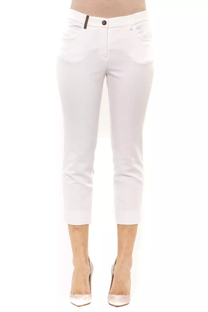 White Cotton Women Pant Peserico