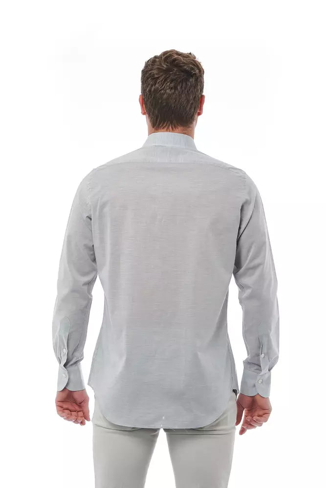 Gray Cotton Men Shirt Bagutta