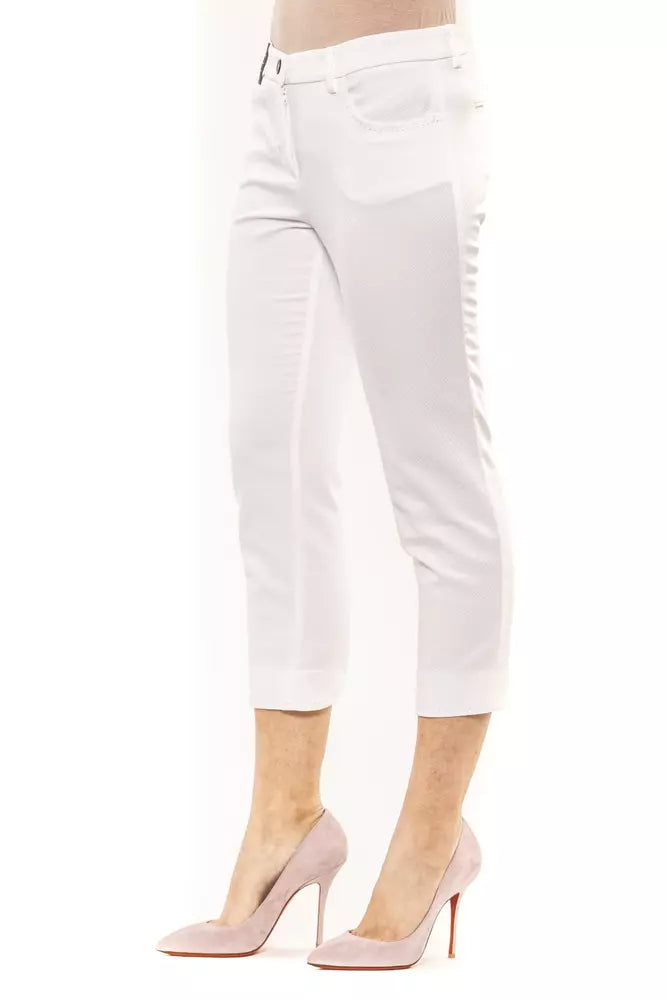 White Cotton Women Pant Peserico