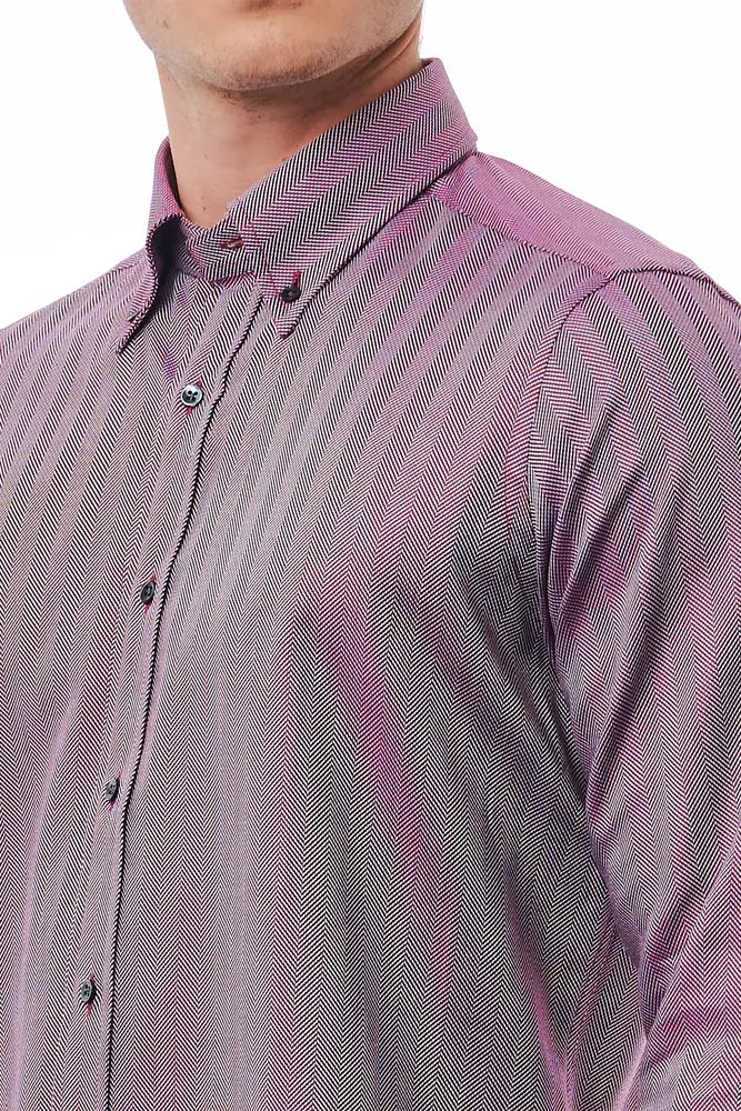 Burgundy Cotton Men Shirt Bagutta