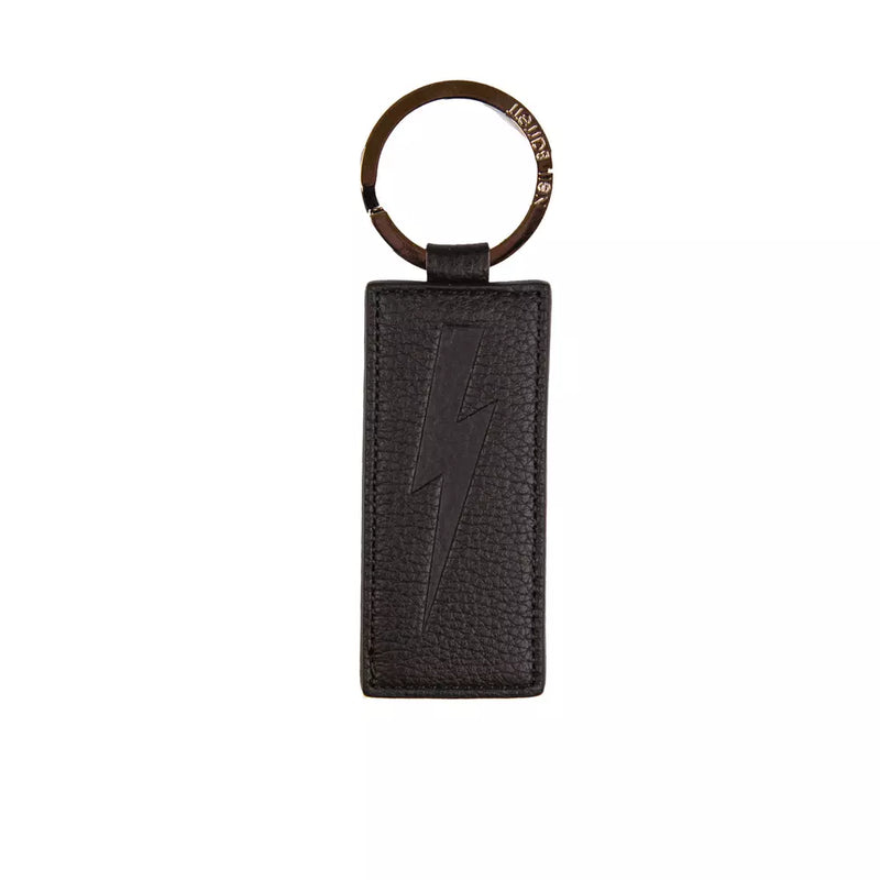 "Black Leather Men Keychain" Neil Barrett