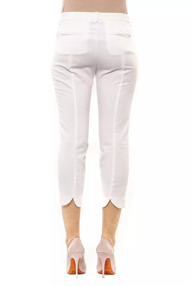 White Cotton Women Pant Peserico