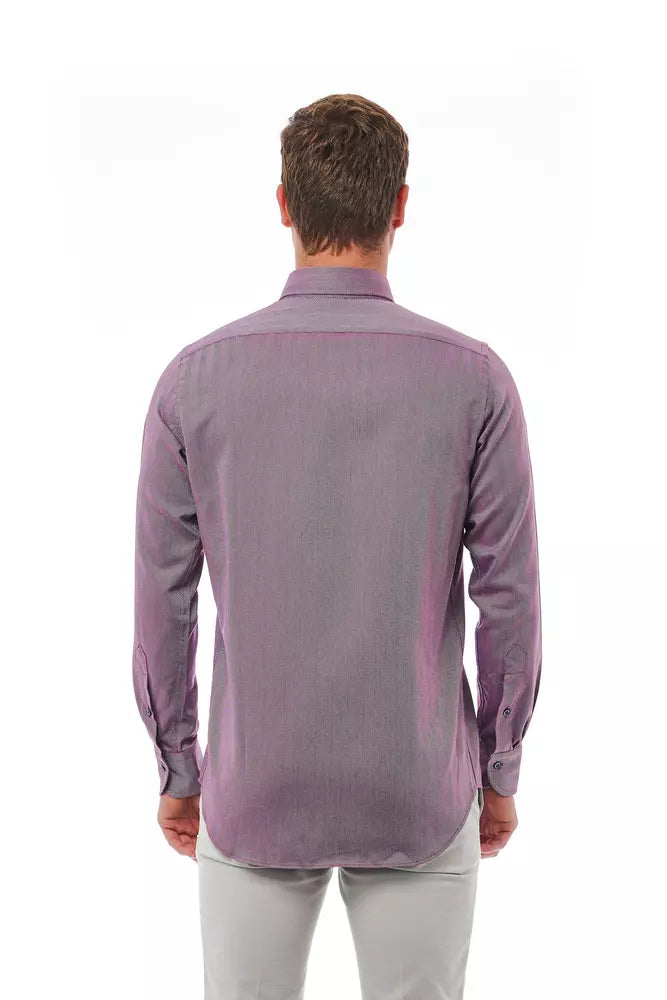 Burgundy Cotton Men Shirt Bagutta