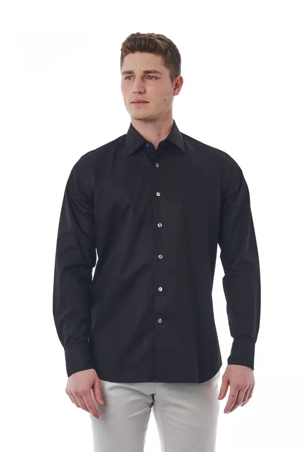 Black Cotton Men Shirt Bagutta