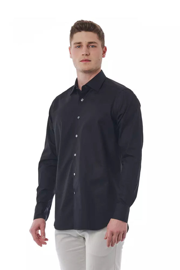 Black Cotton Men Shirt Bagutta