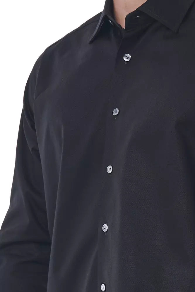 Black Cotton Men Shirt Bagutta