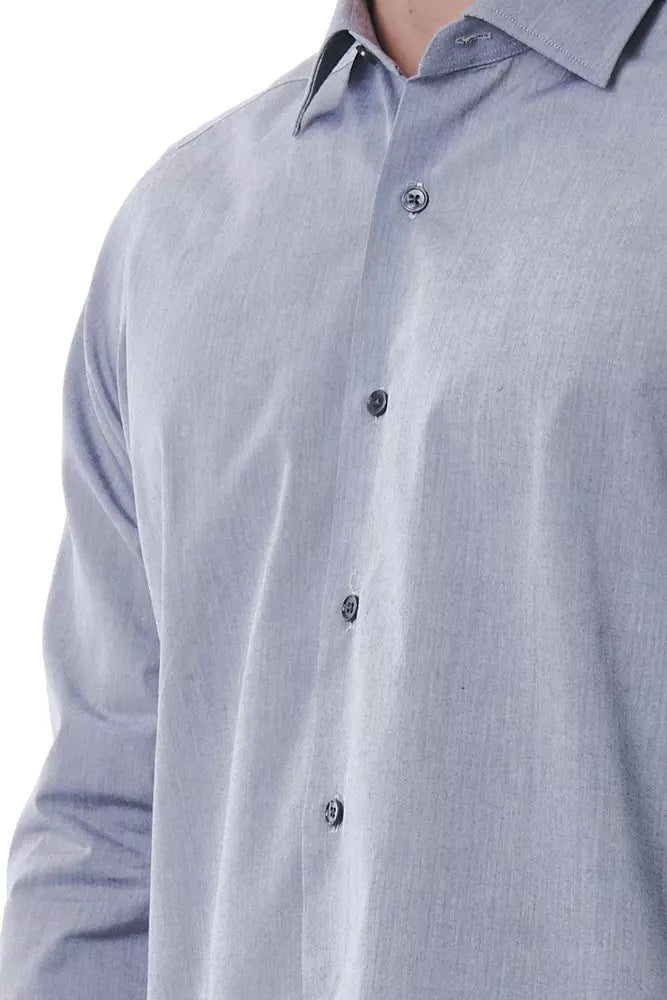 Gray Cotton Men Shirt Bagutta