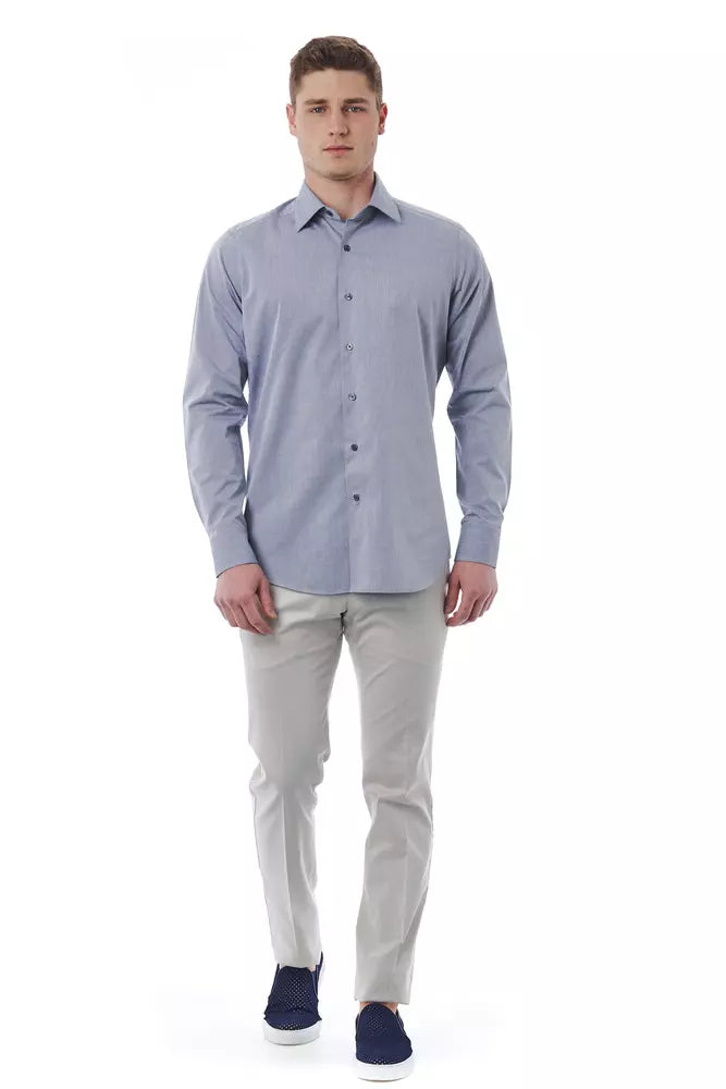 Gray Cotton Men Shirt Bagutta
