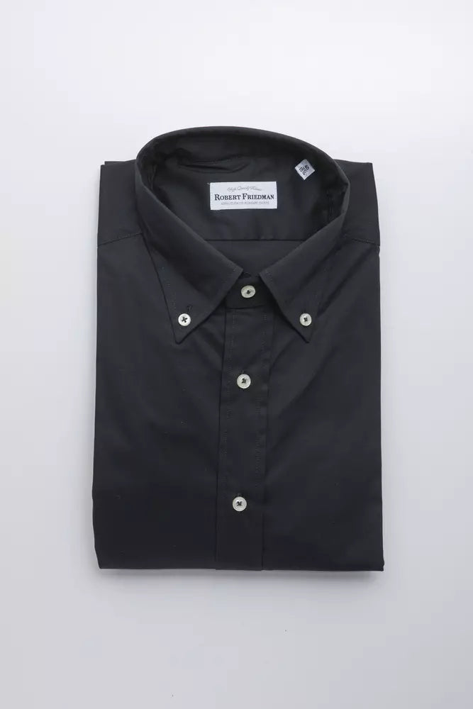 Black Cotton Men Shirt Robert Friedman