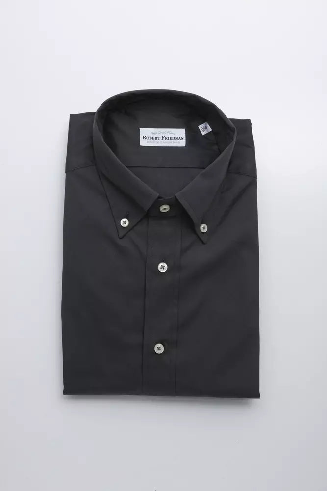 Gray Cotton Men Shirt Robert Friedman