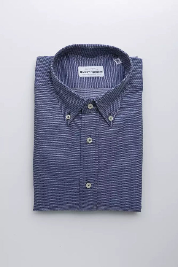 Blue Cotton Men Shirt Robert Friedman