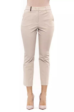 Beige Cotton Women Trouser Peserico