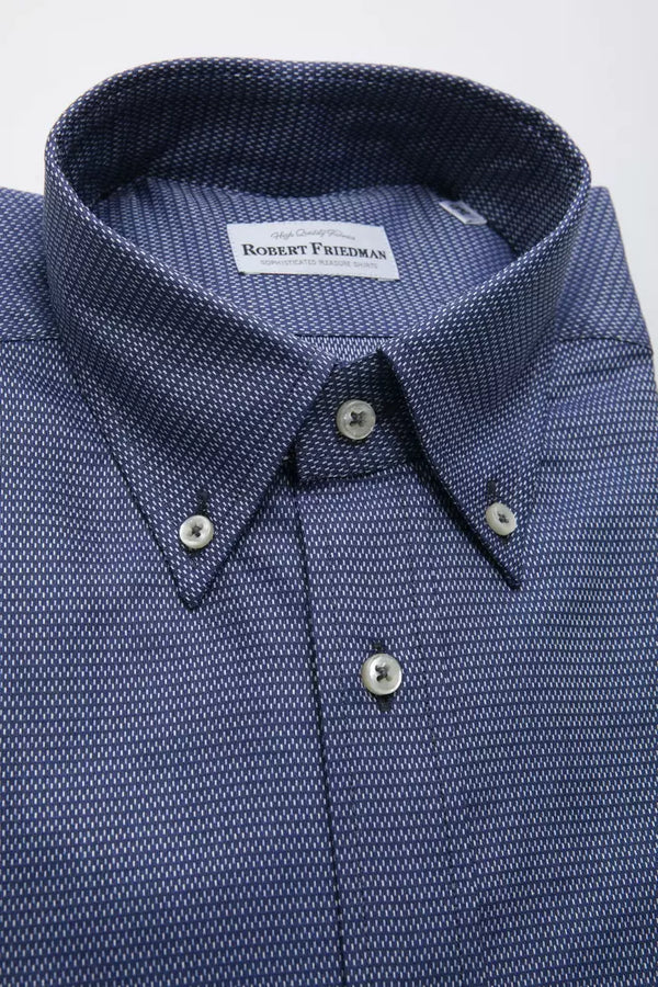 Blue Cotton Men Shirt Robert Friedman