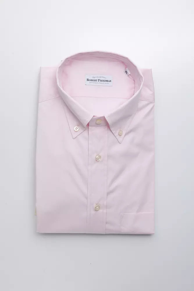Pink Cotton Men Shirt Robert Friedman