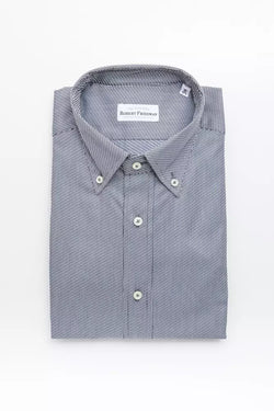 Blue Cotton Men Shirt Robert Friedman