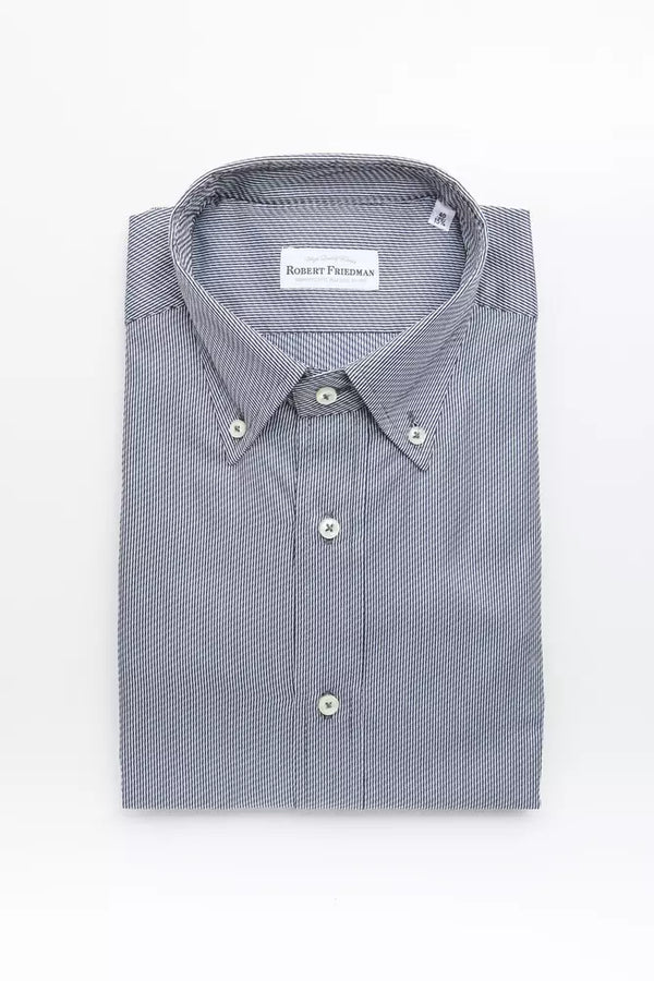 Blue Cotton Men Shirt Robert Friedman