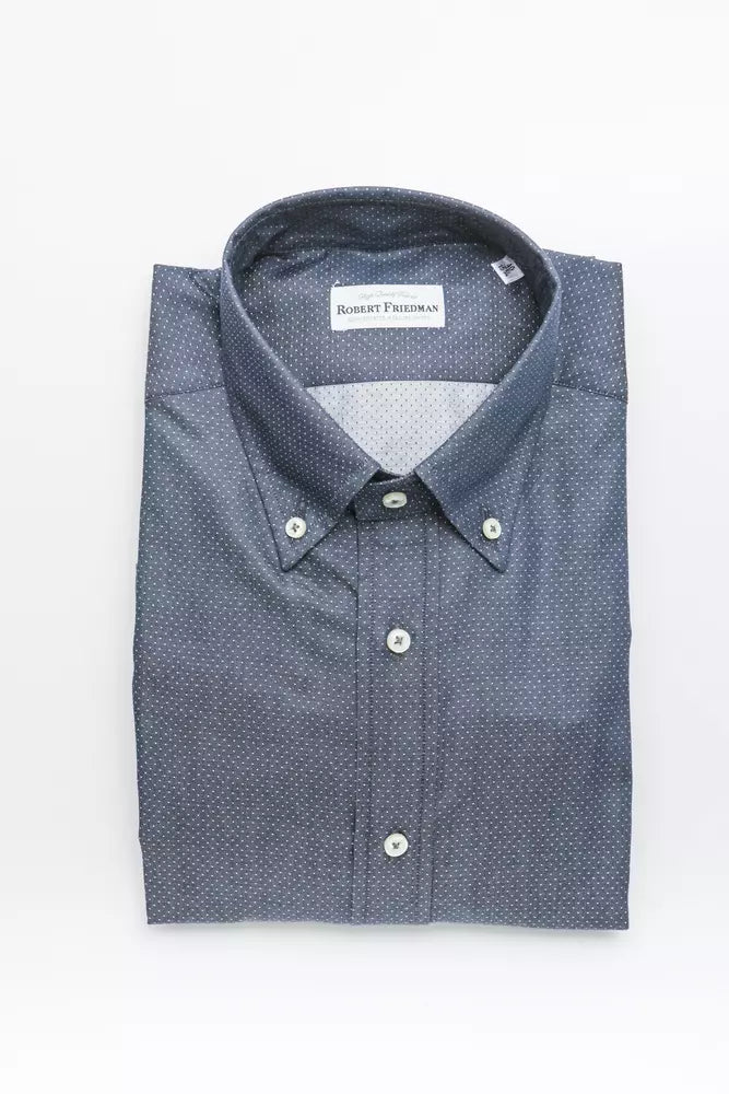 Blue Cotton Men Shirt Robert Friedman