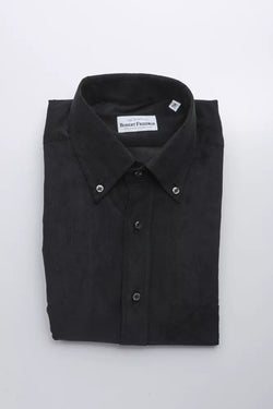 Black Cotton Men Shirt Robert Friedman