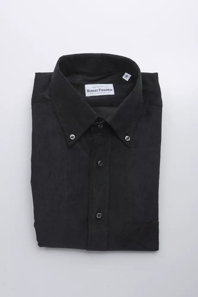 Black Cotton Men Shirt Robert Friedman