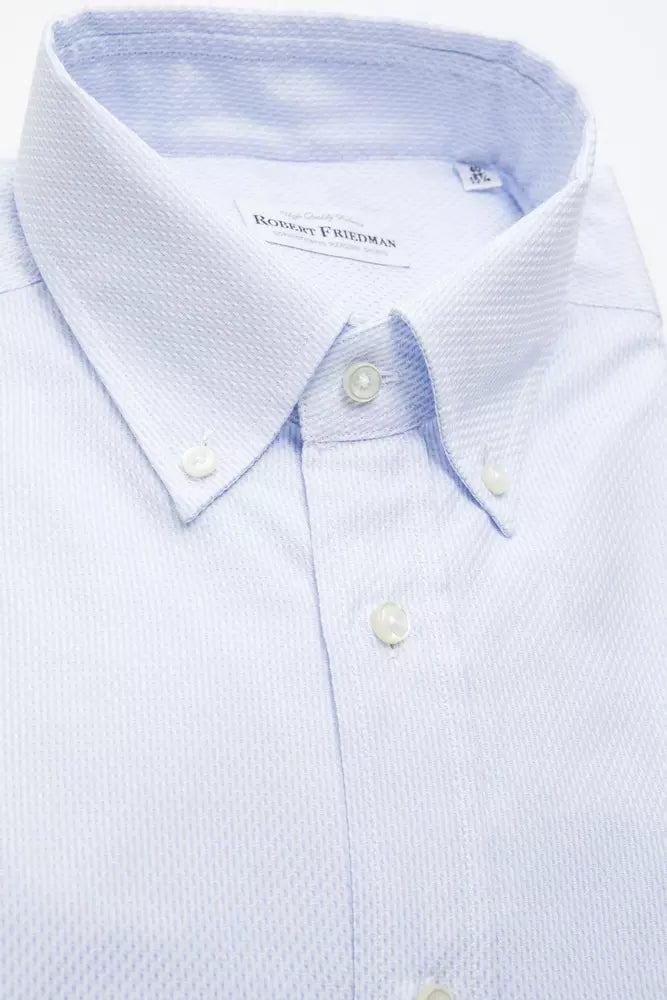 Light Blue Cotton Men Shirt Robert Friedman