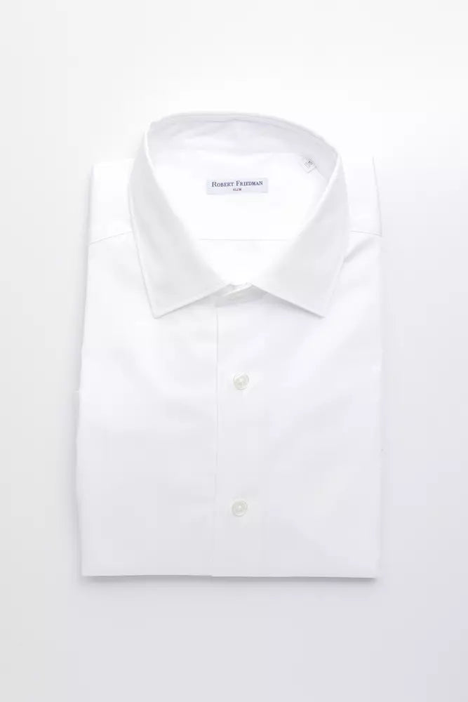White Cotton Men Shirt Robert Friedman