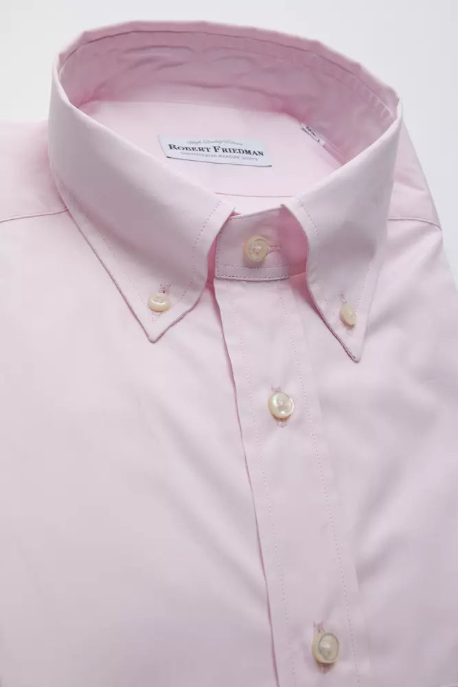 Pink Cotton Men Shirt Robert Friedman