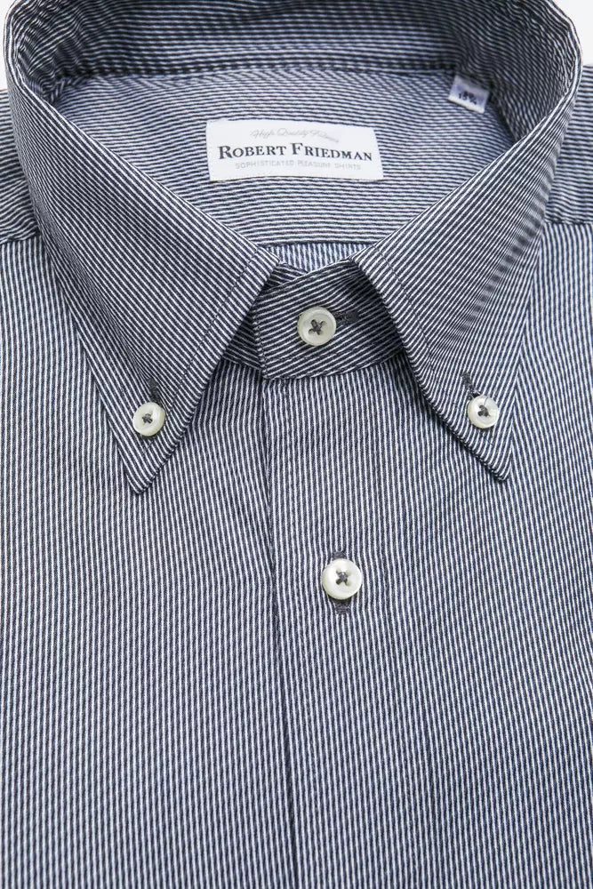 Blue Cotton Men Shirt Robert Friedman