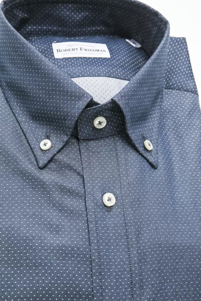 Blue Cotton Men Shirt Robert Friedman