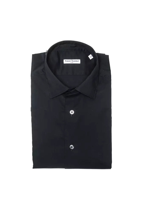 Black Cotton Men Shirt Robert Friedman